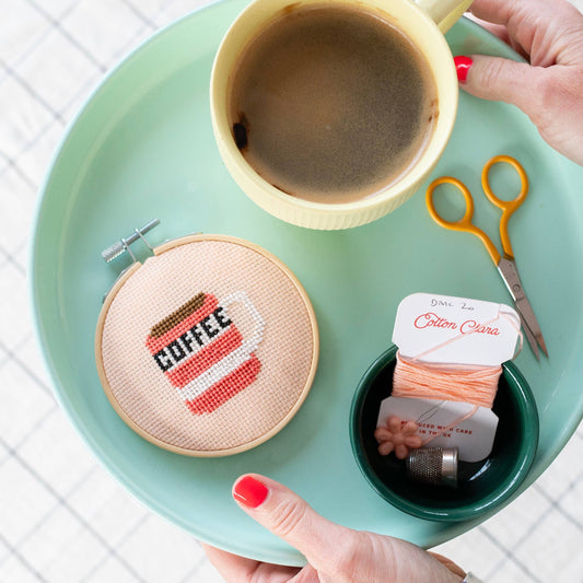 Coffee Cross Stitch Kit by Cotton Clara