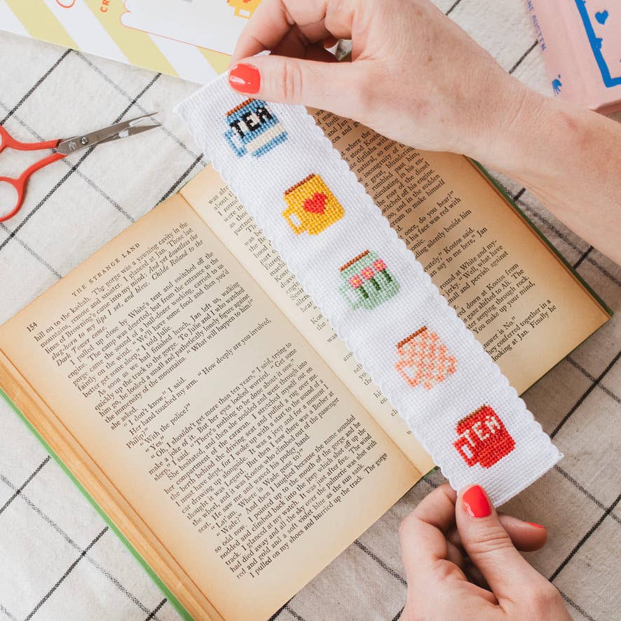 Tea/Mugs Cross Stitch Bookmark Kit by Cotton Clara
