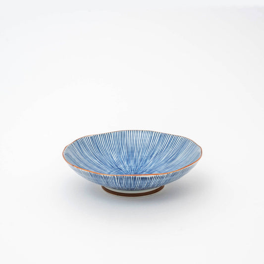 Handmade Hasami Yaki Indigo Tokusa Shallow Bowl