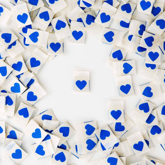 Blue Heart Woven Labels - Sewing Woven Clothing Label Tags