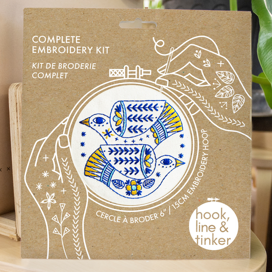 Turtle Doves Complete Embroidery Kit by Hook, Line & Tinker