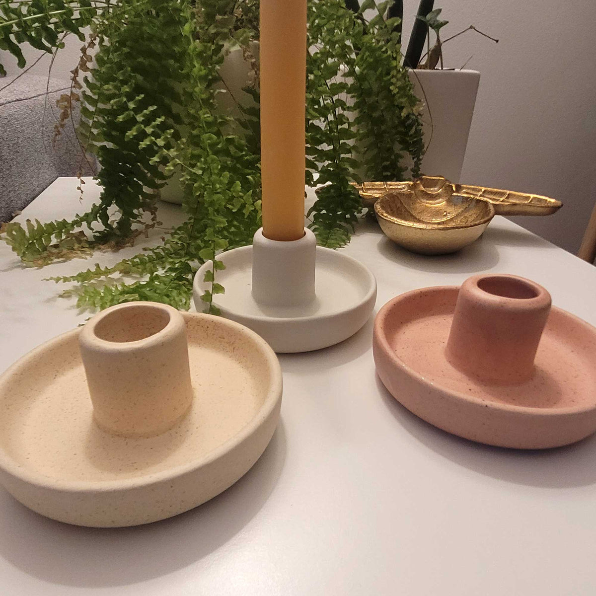 Nordic - Hygge style Ceramic Candlestick Holder by Eastvan Bees