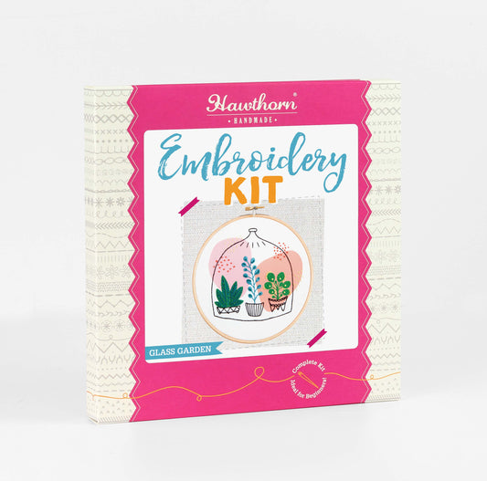 Glass Garden Embroidery Kit | Complete Craft Kit for Beginners by Hawthorn Handmade