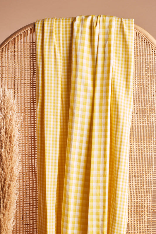 Gingham Off-White Lemon Fabric