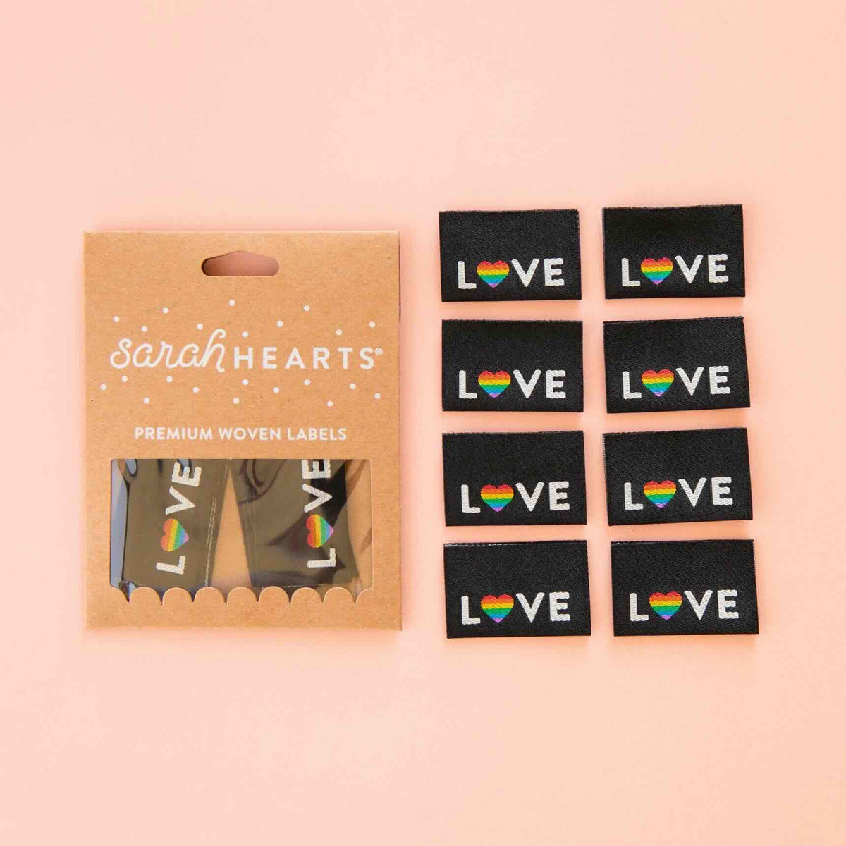 'Love' Pride Heart Woven Labels