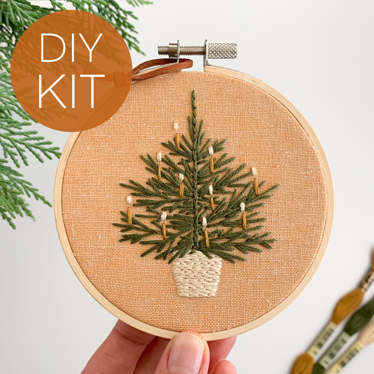 Christmas tree embroidery kit, beginner embroidery DIY kit by Matryoshka Doll Shop