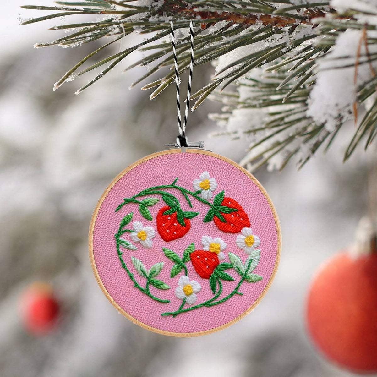 Holiday Decor: Strawberries DIY Embroidered Ornament Kit by Antiquaria Mercantile