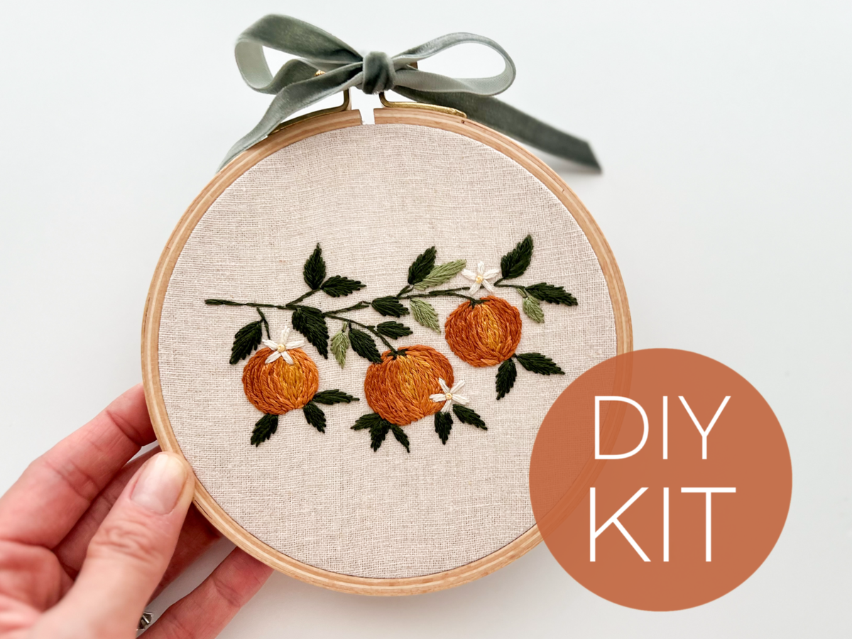 Orange Branch Embroidery Kit by Matryoshka Doll Shop
