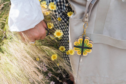 Greens and Yellows Keyring Flower Press by Studio Wald