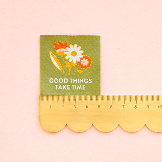'Good Things Take Time' Woven Labels
