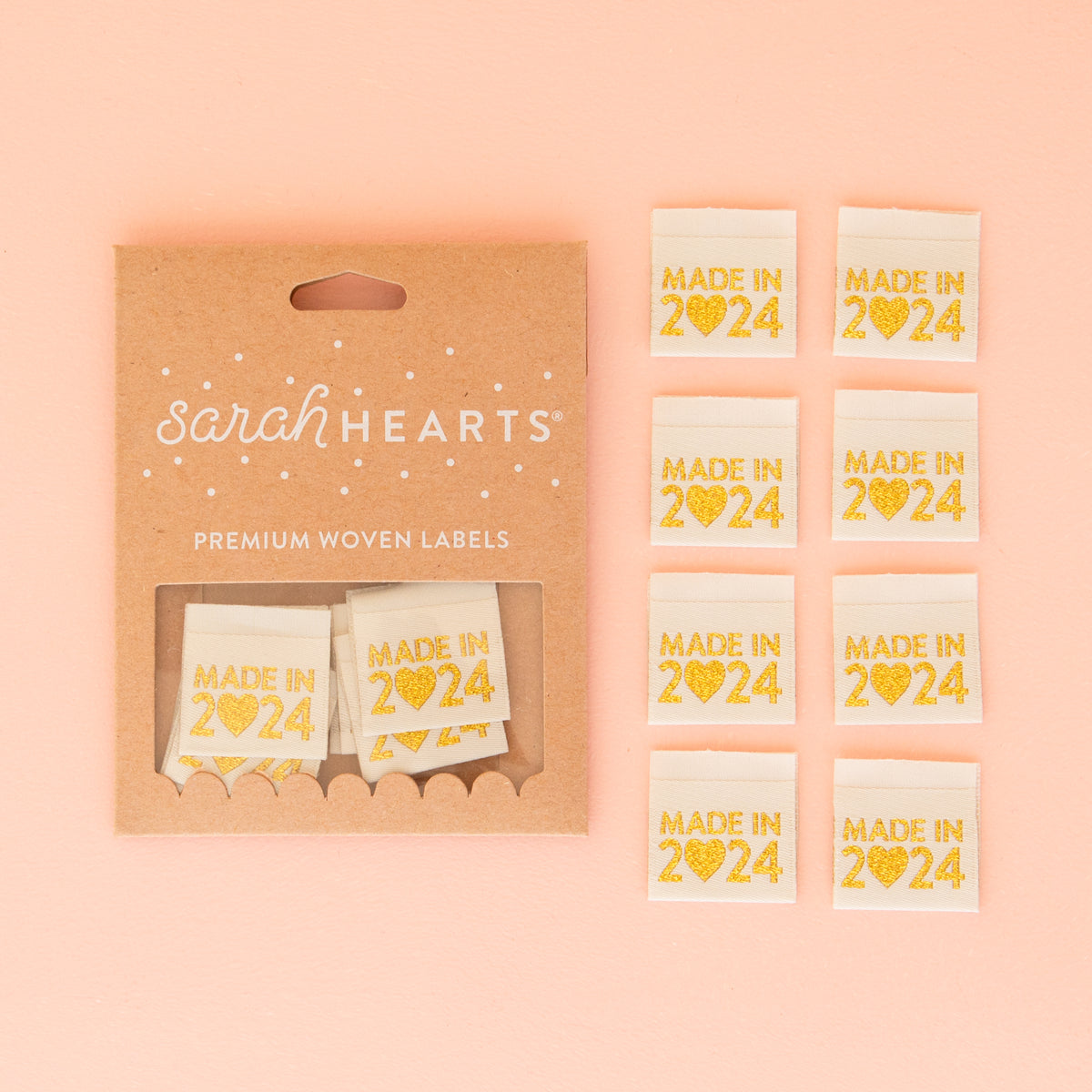 'Made in 2024' Metallic Gold Woven Labels