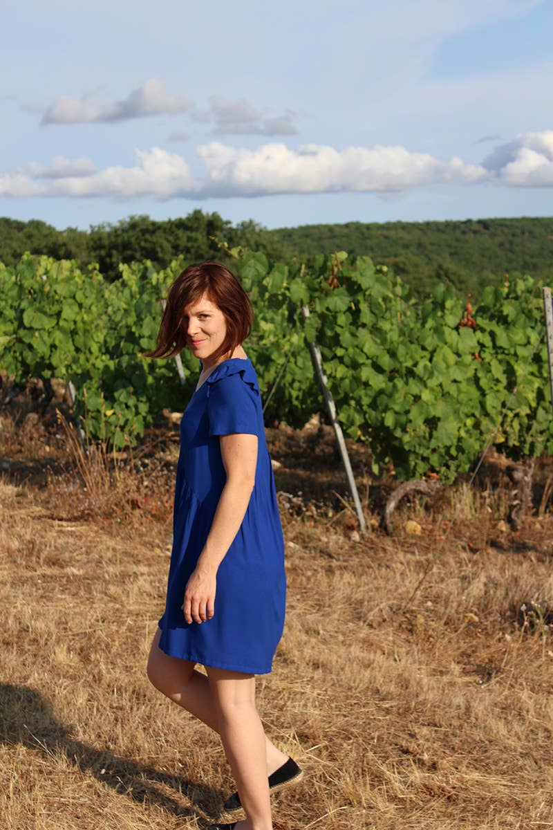Royal Blue Viscose Crepe Fabric by Eglantine et Zoé