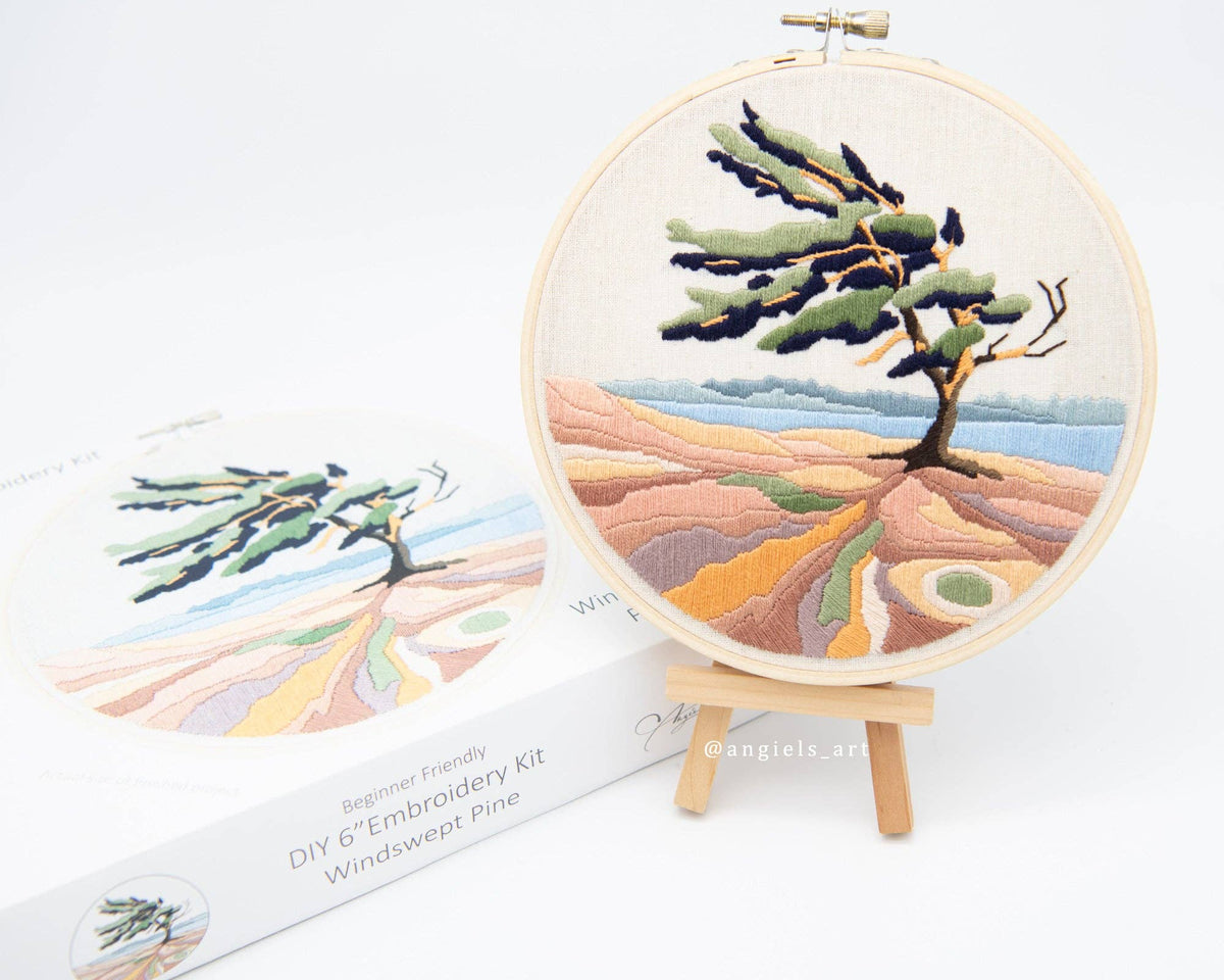 Windswept Pine DIY Embroidery Kit by Anna Angiels
