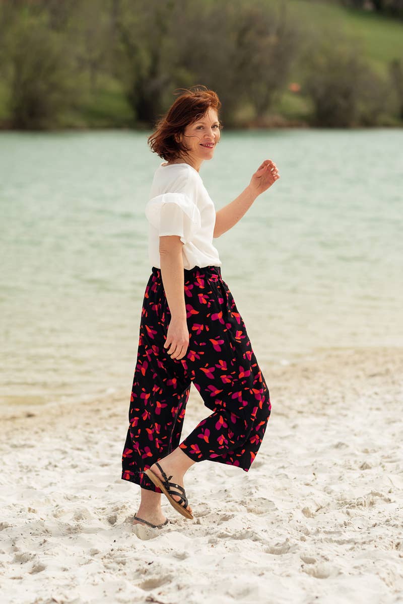 Ecovero Black Liquorice Viscose Petali Fabric by Eglantine et Zoé