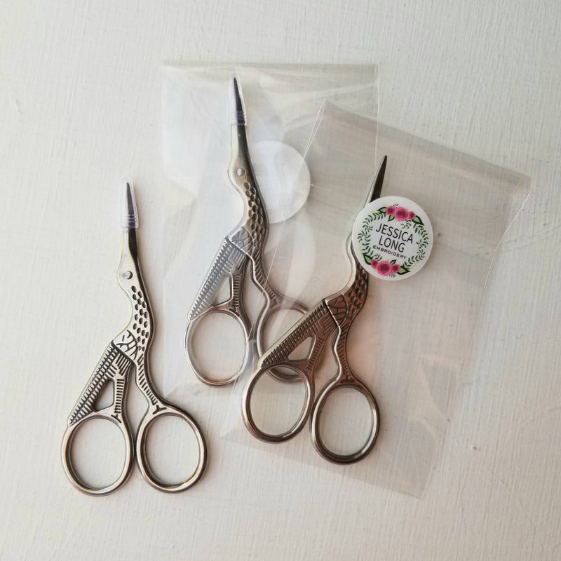 Classic Stork Hand Embroidery Scissors by Jessica Long Embroidery