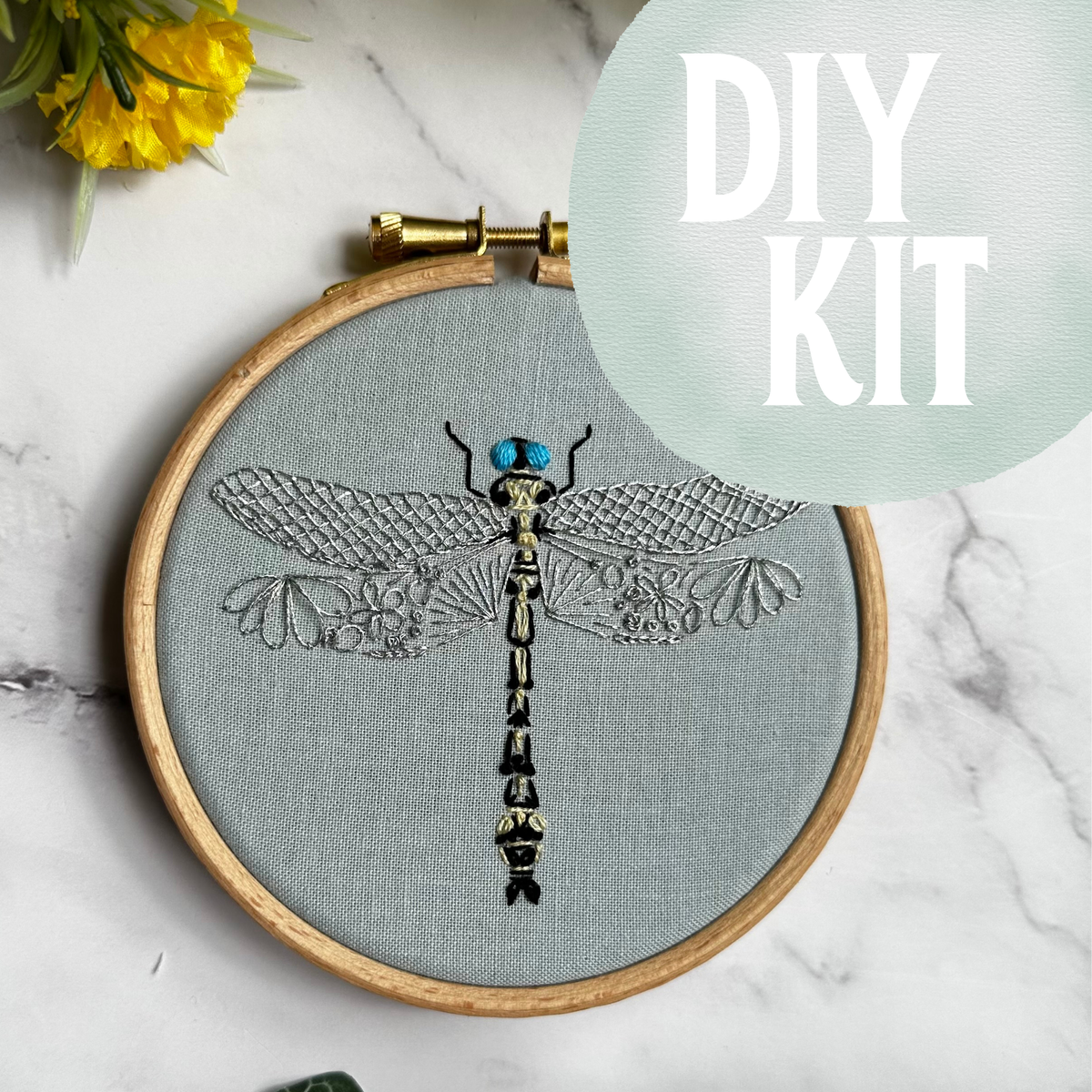 Olive Clubtail Dragonfly Mini Kit by Nest Embirdery