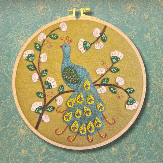 Flamboyant Peacock Appliqué Hoop Craft Kit by Corinne Lapierre Limited