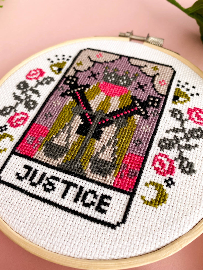 Justice Tarot Card Cross Stitch Kit