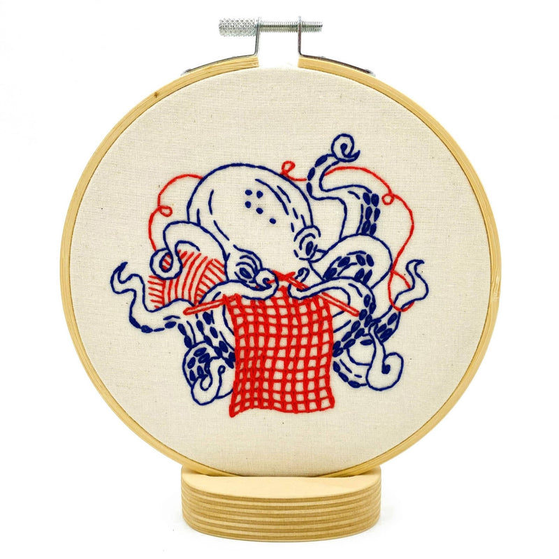 Knitting Octopus Complete Embroidery Kit by Hook, Line & Tinker
