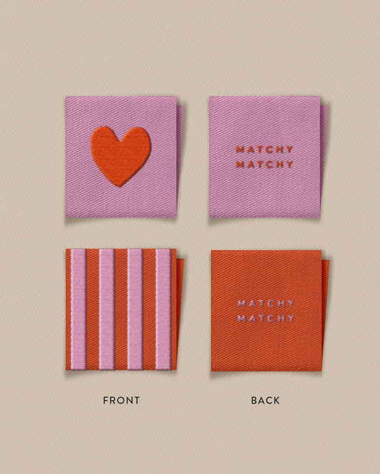 Red Heart and Stripe Square Garment Labels