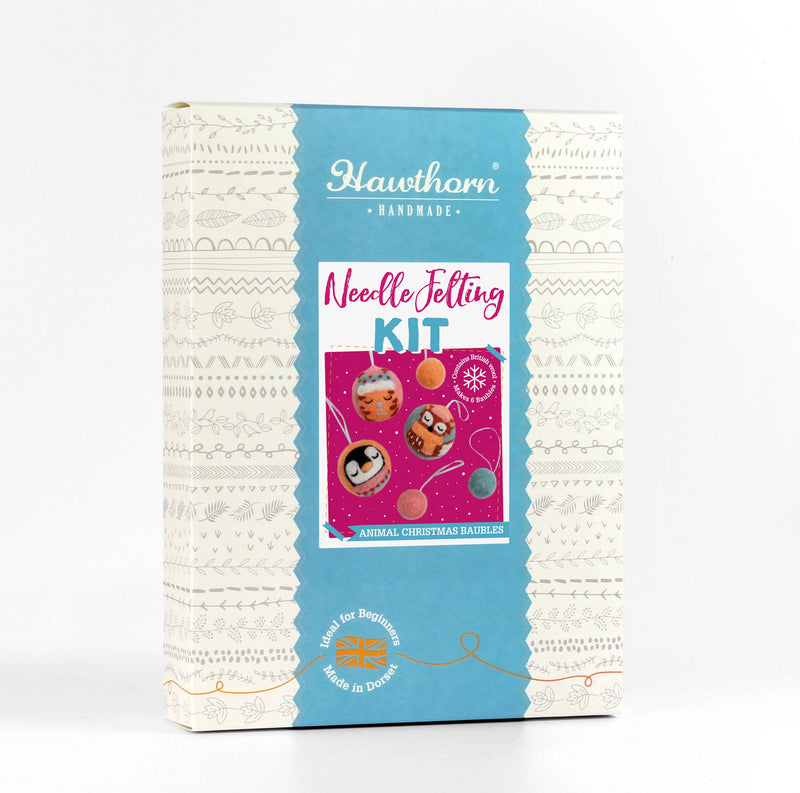 Animal Christmas Baubles Needle Felting Kit | Christmas Craft Kit by Hawthron Handmade