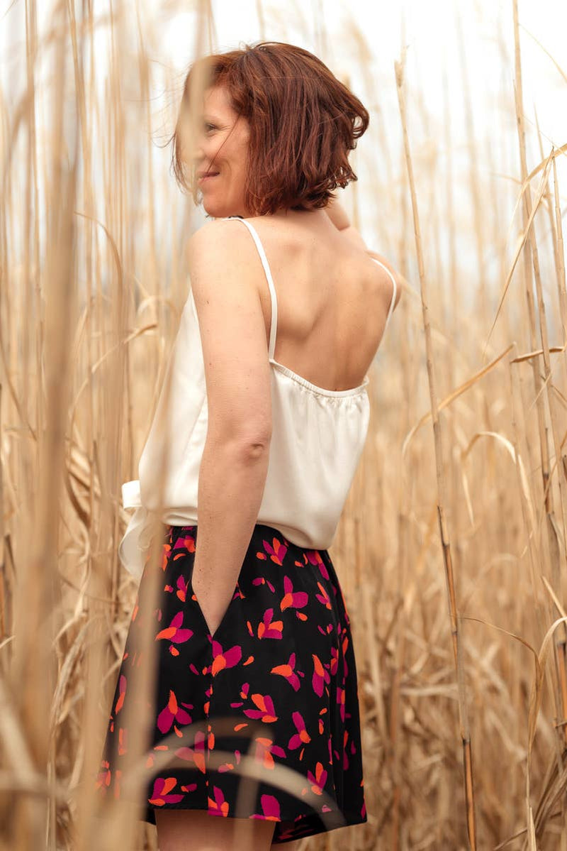 Ecovero Black Liquorice Viscose Petali Fabric by Eglantine et Zoé