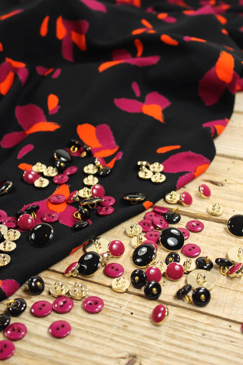 Ecovero Black Liquorice Viscose Petali Fabric by Eglantine et Zoé