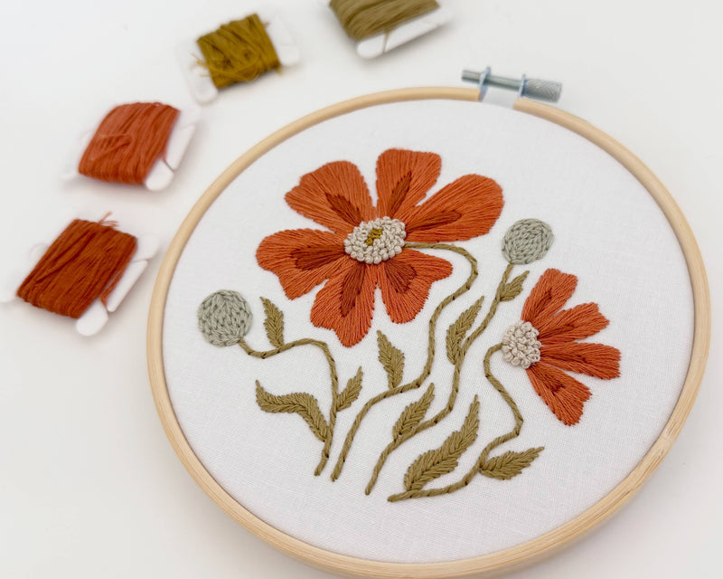 Orange Floral Embroidery Kit by Urbann Nest