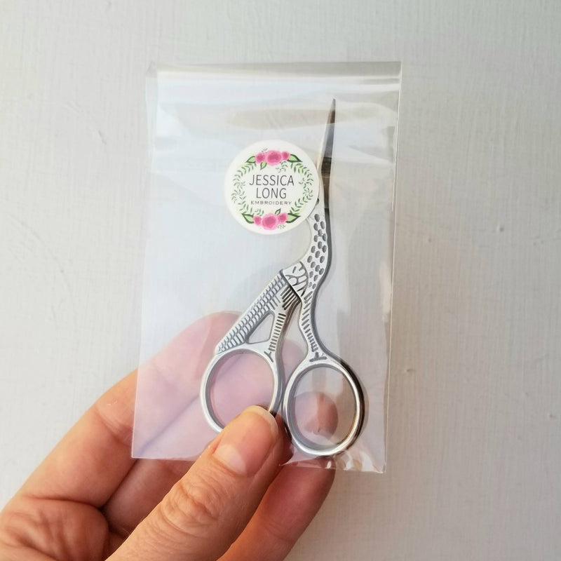 Classic Stork Hand Embroidery Scissors by Jessica Long Embroidery