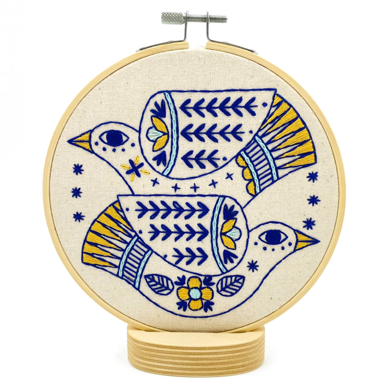 Turtle Doves Complete Embroidery Kit by Hook, Line & Tinker