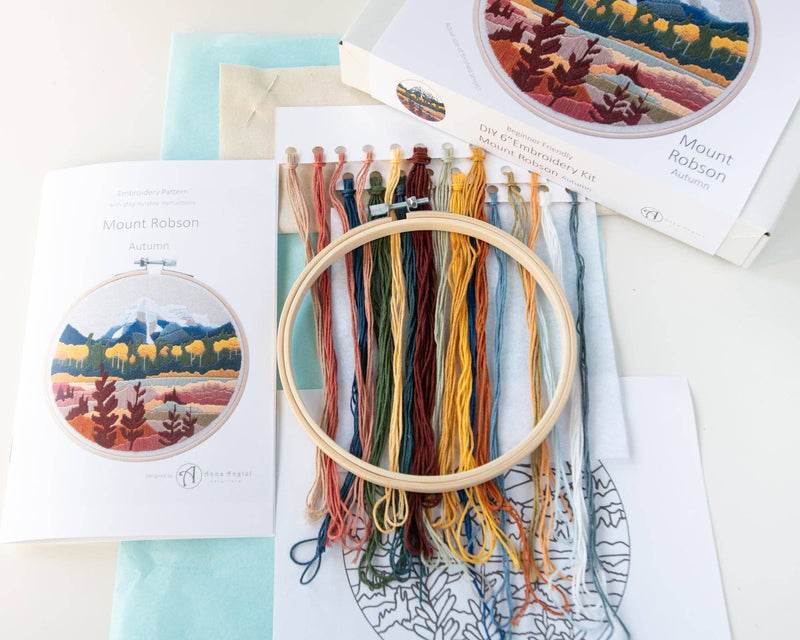 Mount Robson Autumn DIY Embroidery Kit by Anna Angiels