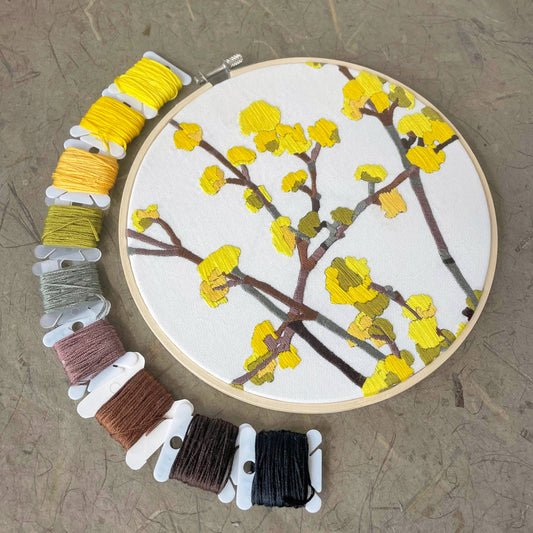 DIY Embroidery Kit - Cornelian Cherry Dogwood (8")