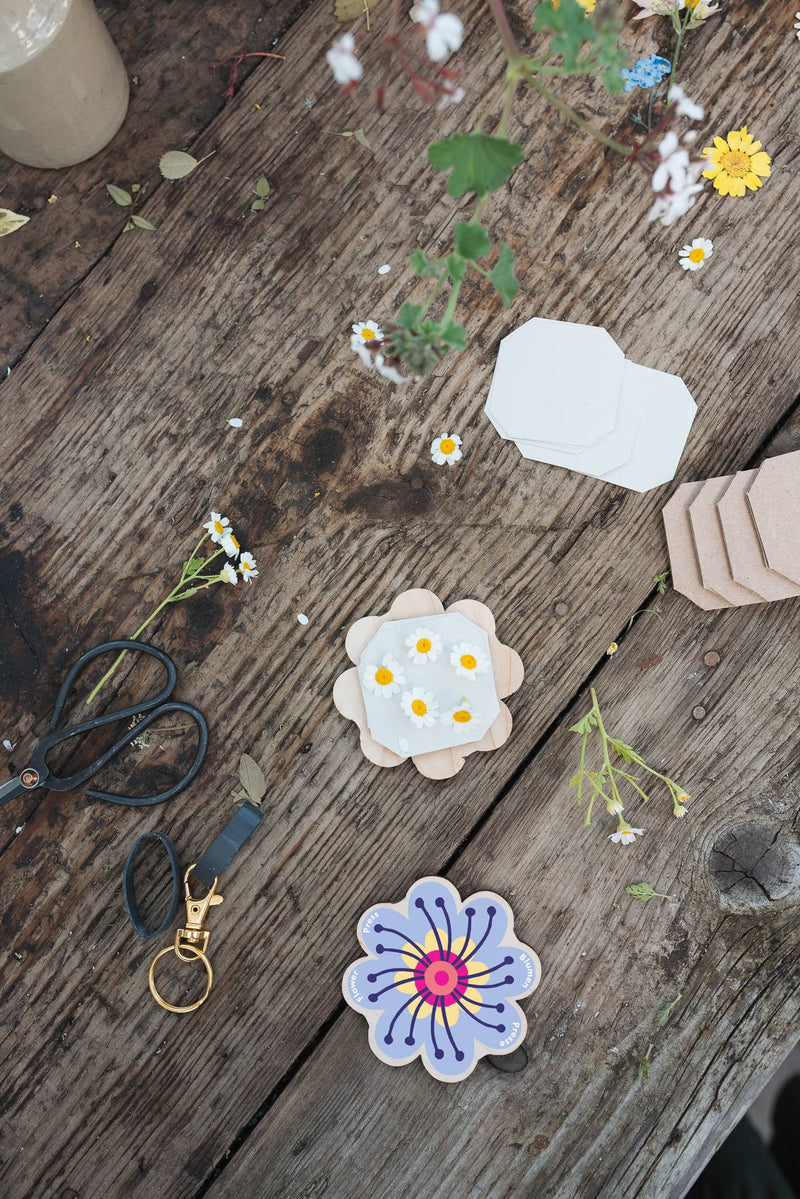 Keyring Flower Press in Pinks & Blues by Studio Ward