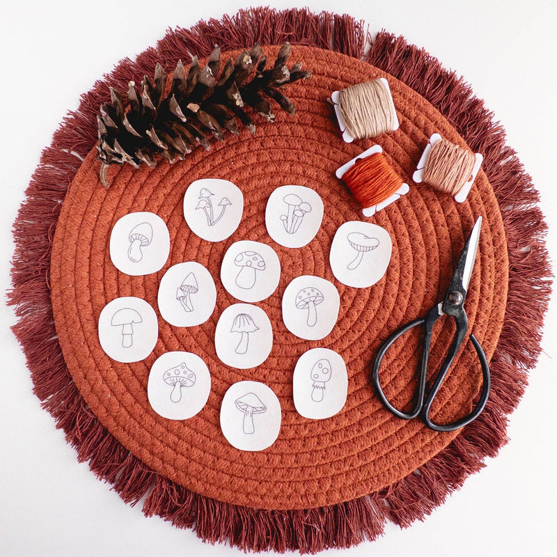 Mini Mushroom Stick and Stitch Embroidery Patterns