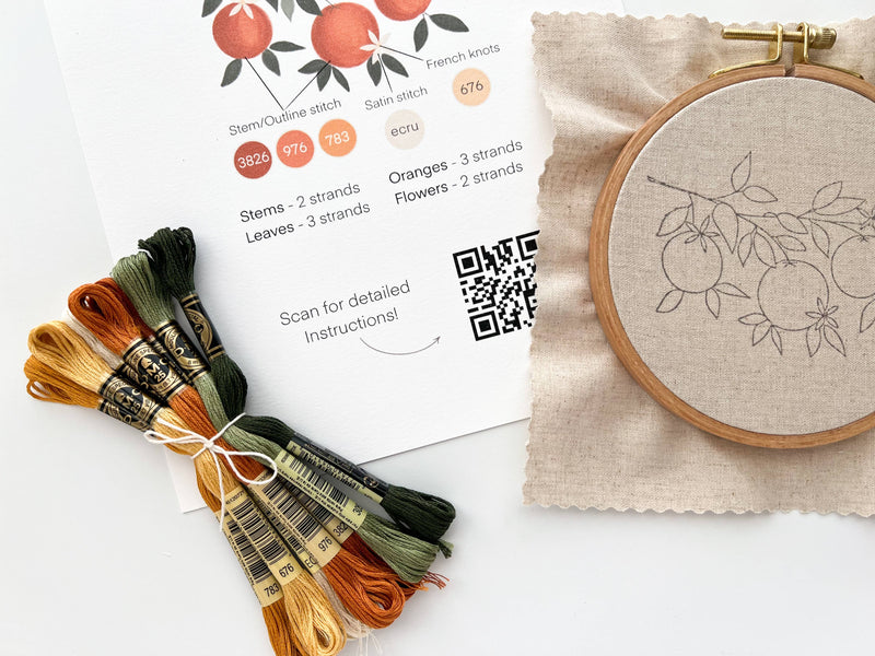 Orange Branch Embroidery Kit  by Matryoshka Doll Shop