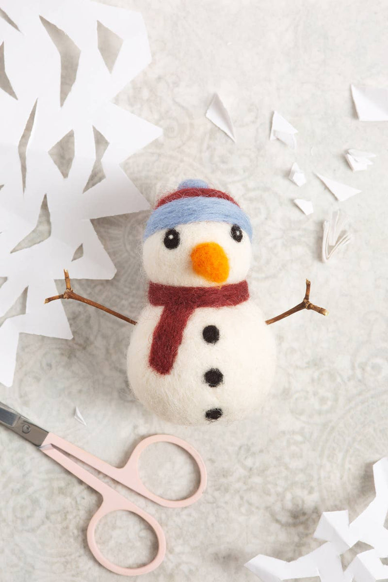 Snowman Mini Needle Felting Kit | Christmas Craft Kit by Hawthron Handmade