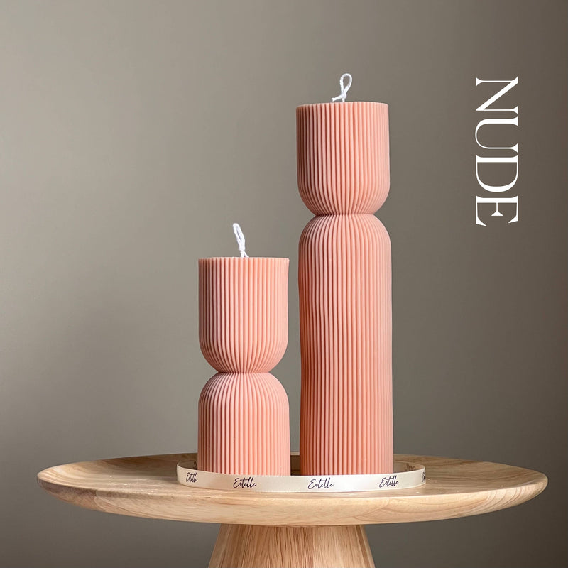 Ribbed Hourglass Pillar Candle by Estelle Studio