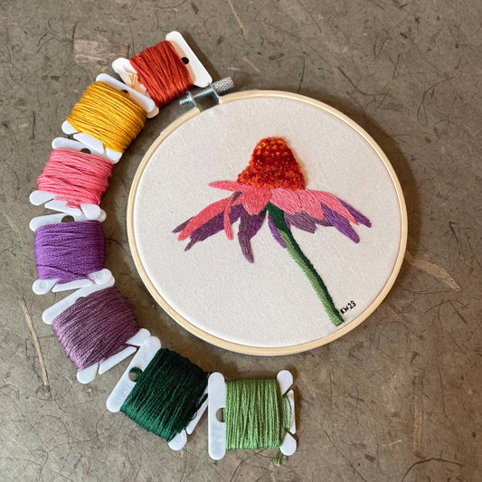 DIY Embroidery Kit - Coneflower (5")