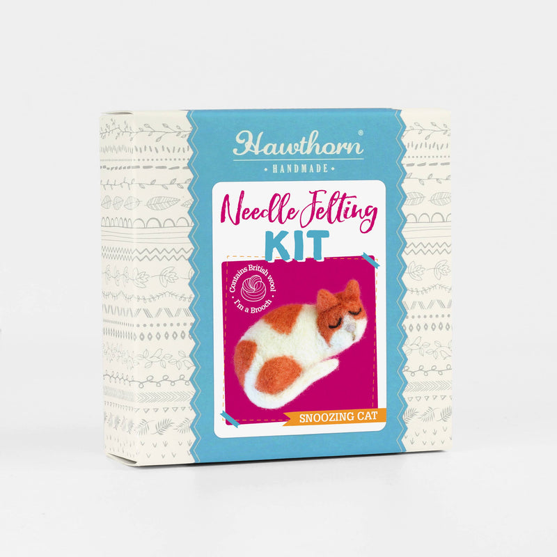 Cat Brooch Needle Felting Kit | Complete Craft Kit by Hawthorn Handmade