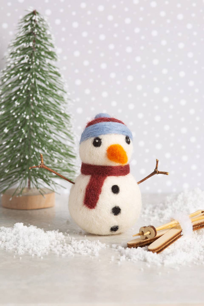 Snowman Mini Needle Felting Kit | Christmas Craft Kit by Hawthron Handmade