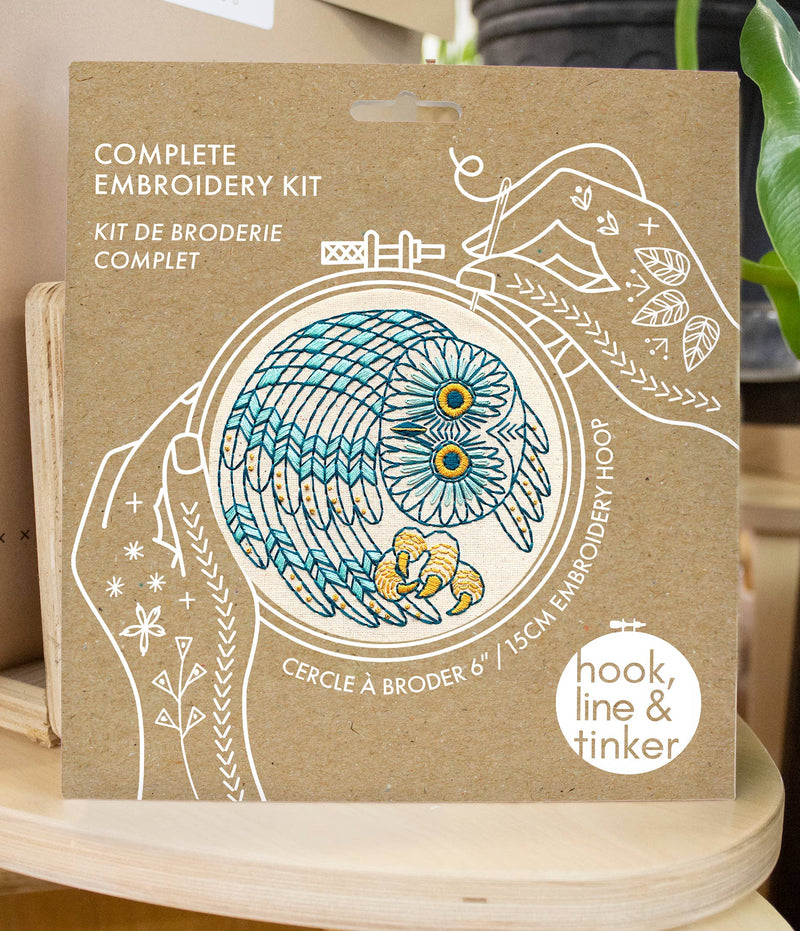 Saw Whet Owl Complete Embroidery Kit by Hook, Line & Tinker