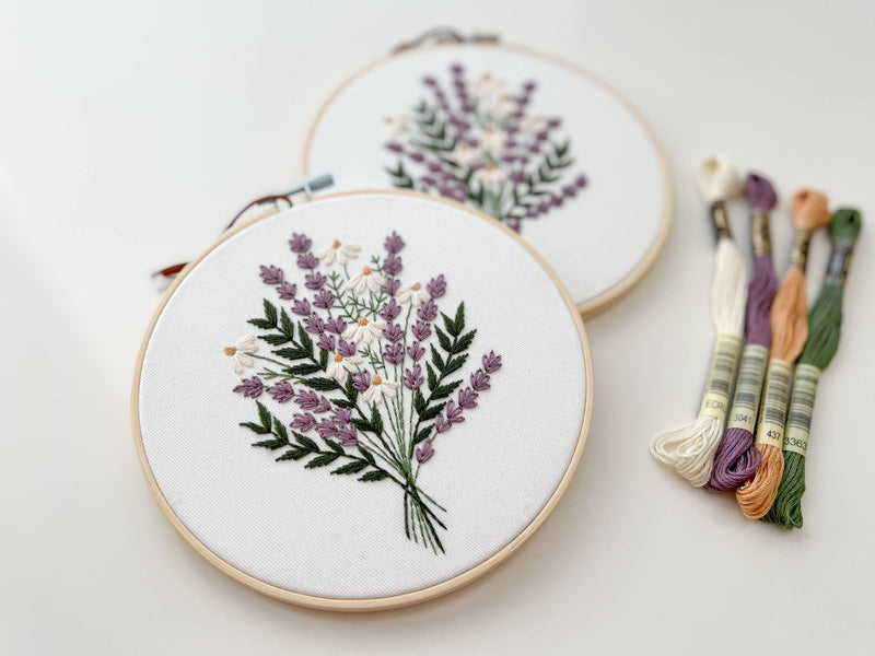 Lavender and Daisies Embroidery Kit by Matryoshka Doll Shop