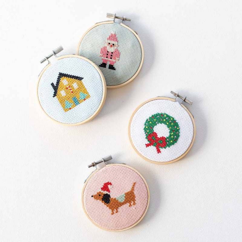 Christmas Dachshund Cross Stitch Kit by Cotton Clara