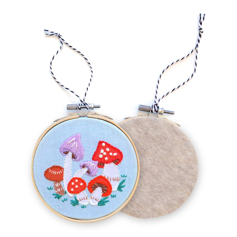 Holiday Decor: Mushroom Embroidered Christmas Ornament Kit by Antiquaria