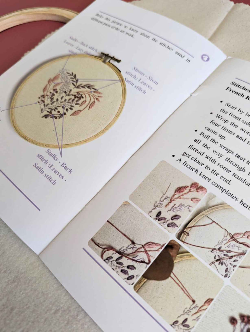 Heart Floral Embroidery DIY Kit by Nabeela Rumi