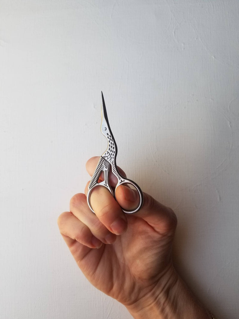 Classic Stork Hand Embroidery Scissors by Jessica Long Embroidery