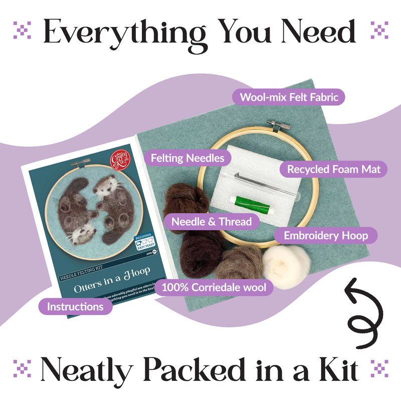Otters in a Hoop Needle Felting Craft Kit
