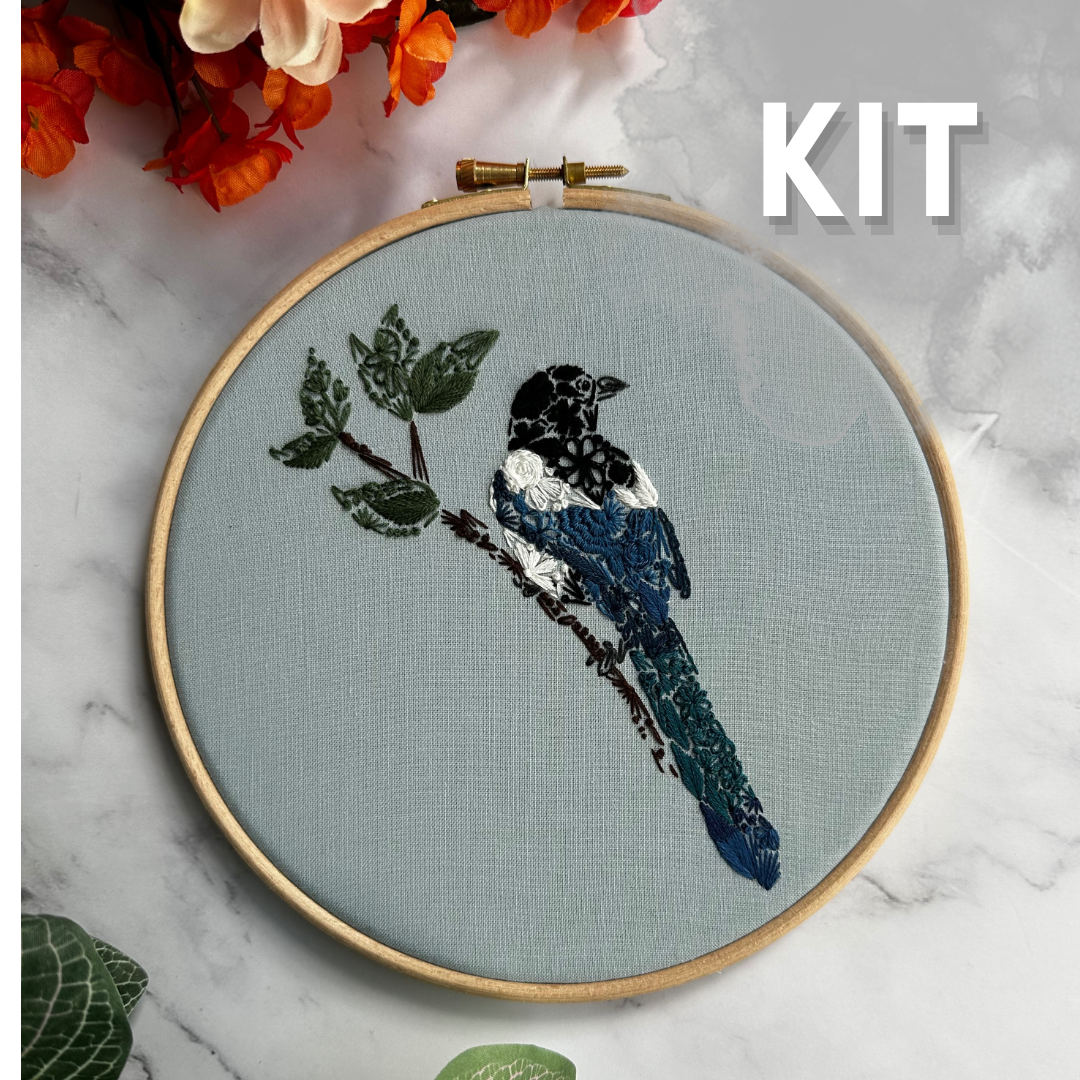 Mister Magpie Embroidery Kit by Nest Embirdery