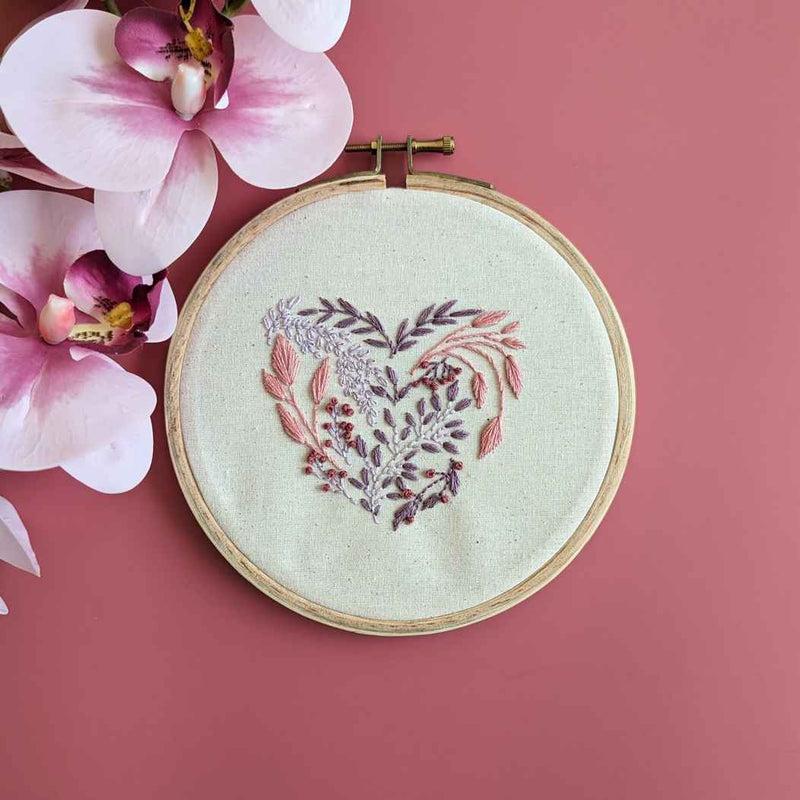 Heart Floral Embroidery DIY Kit by Nabeela Rumi