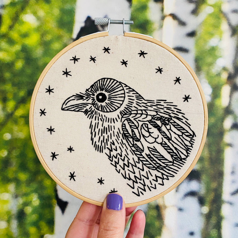 Raven - Nevermore Complete Embroidery Kit by Hook, Line & Tinker